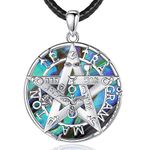 EUDORA Sterling Silver Tetragrammaton Abalone Necklace for Women Men, Amulet Energy Pentagram Pendant for Husband Wife Vintage Jewelry Mother's Day Father's Day Gift for Father Mother, 24 inch