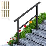 SPACEUP Step Handrail 4 Ft Aluminum and Iron Railing 44"X35" Fits 0 to 4 Steps Transitional Handrail with Installation Kit Handrail Stair Rail for Outdoor Or Indoor Steps,Matte Black