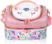 Kids Double Decker Cooler Insulated Lunch Bag, Back to School Large Meal Tote for Boys, Girls, Men, Women, with Adjustable Strap, Unicorn
