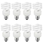 Star Commercial Compact Fluorescent Light Bulb T2 Spiral CFL, E26 Medium Base, 13W (60W Equivalent), 900 Lumens, 120V, 4100k Cool White - UL Listed (8 Pack)