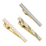 3pcs Gold Tie Clips Stainless Steel Tie Tack Pins Sets for Men, Fashion Designs Classic Style Tie Bar Set Accessory Necktie Suit Shirt for Couple Gift Men Father's Day Gift