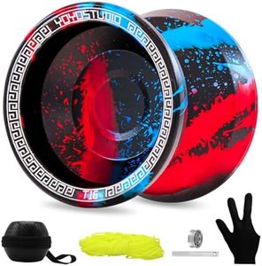YOYOSTUDIO T16 Yoyo Professional Responsive Yoyo for Kids 8-12 Unresponsive Yo Yo for Adults Kids Metal Trick Yoyo with Yo-Yo Bearing Kit, 10 Yoyos Strings, Case & Glove (Black Blue Red)