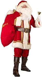 Watato Santa Suit Adults Men Santa Claus Costume 10Pcs Deluxe Professional Velvet Adult Christmas Outfit Holiday Cosplay Set 2XL