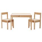 Ikea Latt Children's Table with 2 Chairs, White/Pine for Small Rooms or Bedrooms