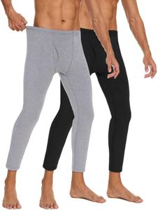 SIMIYA 2 Packs Mens Long Johns with Fleece Lined Thermal Bottoms for Men Soft Base Layer Mens Thermal Pants