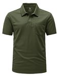 YSENTO Men's Polo Shirts Short Sleeve Quick Dry Moisture Wicking Activewear Golf T Shirts with Pocket Army Green XXL