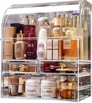 Cosmetic Storage Organizer, X-Large Acrylic Clear Cosmetics Storage Display Case with Drawers, Perfume Makeup Organizer Box with Water Proof Cover for Counter, Bathroom, Dresser(Clear-XL)