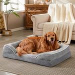 TJSOULER Orthopaedic Dog Bed with High Edge Support Foam Dog Sofa for Washable Waterproof XL-Large Removable Dog Cushion for Indoor with Grey 42x30in XL