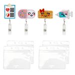 4PCS Retractable Badge Holder Set, Cute Nurse Badge Reel with Work Id Card Holder for Nurse Doctor Teachers Students Funny Gift Gift