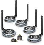 AIMIBO Wireless HDMI Transmitter and 4 Receivers, 5.8G @60Hz, Plug & Play HDMI Wireless Multiple TVs Extender for Streaming Video/Audio from Laptop, Camera, TV Box to TVs, Projectors, Monitors -165FT