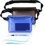 Crenova Waterproof Pouch 2 Pack Beach Accessories Waterproof Bag Fanny Pack 2 Waist Strap Adjustable Extra-Long Belt for Outdoor Water Sports