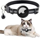 Airtag Cat Collar, Airtag Dog Collar, Adjustable Cat Collar Safety Buckle with Bell, Alarm GPS Tracking Device, Lightweight, Shockproof, Waterproof, Dustproof, Anti-Lost, Cute (Black)