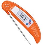 Criacr Meat Thermometer, Digital Cooking Thermometer, Food Thermometer with High Accuracy, Instant Read Foldable Probe Kitchen Thermometer for Kitchen Cooking, BBQ, Milk, Christmas (Orange)