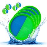 INPODAK Toss and Catch Ball Set, Ball and Catch game, Children Bat Ball Catcher Set, Beach Toys Garden Games for Kids 3 4 5 6 7 8 Years Old( 4 Ball, 4 Paddles) Blue Green