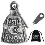 Motorcycle Bells for Bikers Guardian Angel Gremlin Bells for Motorcycle Rider Key Chain for Luck (Never Rider Faster Than Your Angel Can)