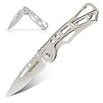 COVACURE UK Legal Non-Locking Pocket Knife with Silver Skeletonized Handle 2.4" Blade with Carabiner Clip