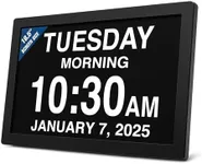 American Lifetime New 2025 Dementia Clock Large Digital Clock for Seniors, Digital Calendar Large Display, Custom Alarms, Clock with Day & Date for Elderly 18.5 Inches Black