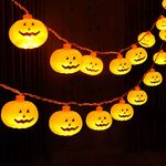 Halloween Decor Pumpkin String Lights HIDARLING Waterproof 10ft 20LED Halloween Outdoor String Lights (Warm White)