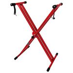 Kadence Heavy-Duty, Double-X, Adjustable Piano Keyboard Stand with Locking Straps (Red)