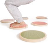 Fun Wooden Stepping Stones for Kids - Perfect Toddler Indoor Activity To Improve Balance And Coordination Skills - Safe Non-Slip Obstacle Course And Sensory Toy Set of 6 for Ages 1-3, 3-4