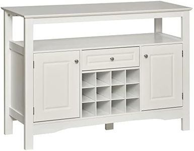 HOMCOM Sideboard Buffet Credenza Storage Cabinet with Drawer and Removable Wine Rack, White