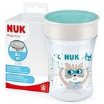 NUK Magic Cup Sippy Cup | 360° Anti-Spill Rim | 8+ Months | Leak-Proof & BPA-Free | 230 ml | Blue Cat