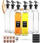 Oil Bottle 500ml 6 Pcs Oil Dispenser, Oil and Vinegar Dispenser Set, Lead Free Glass Material, Olive Oil Bottle/Vinegar Bottles/Wine Bottles, With Oil Pourer, Cork, Label, Pen and Funnel…