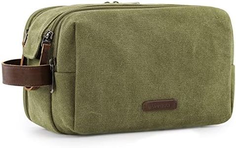 bagsmart BAGSMART Toiletry Bag for Men, Canvas Travel Toiletry Organizer Dopp Kit Water-resistant Shaving Bag for Toiletries Accessories, Green, Large, Basic/Leisure