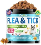 Natural Cat Flea Treatment Chewables – 500 Crunchy & Creamy Tasty Chews, Flea and Tick Prevention for Cats with Skin & Coat Support, Oral Flea & Tick Supplement & Allergy Relief for Cats, Chicken