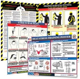 Construction Safety Posters - Harness Safety, Forklift, Heat Stress & Stretch & Flex Poster