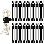 TamBee Cable Ties Reusable Silicone Cable Straps 24pcs Cable Wire Ties Cable Cord Organizers for Earphone Phone Charger Audio Cable Computer (24Pcs, Black)