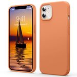 Flyzoo Liquid Silicone Case for iPhone 12/12 Pro (6.1''), [Shockproof, Anti-Fingerprint, Scratch-Resistant] 4-Layer Ultra Slim Protective Phone Cover with Silky-Soft Touch and Microfiber Lining,Orange