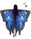 AWAYTR Womens Butterfly Wings - Fairy Ladies Butterfly Cape Halloween Costume(Blue Starry Sky(Little Tail),Adult)