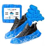 TYGA STORE (100 Pieces Disposable Shoe Covers - Blue Plastic, Anti Slip, Dust Proof, Waterproof Overshoes – Indoor, Outdoor, Carpet, Floor, Rain, Boot, Safety, Cycling, Strong Foot Covering