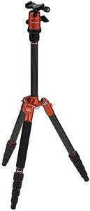 Rollei Compact Traveler No I Carbon I Naranja I Trípode de Viaje Ligero I Trípode fotográfico de tamaño Compacto I Rótula de Bola y Bolsa para trípode