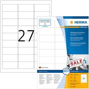 Herma Special - Etiquetas despegables (63.5 x 29.6 mm, 2700 unidades), blanco