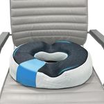 Sleepsia Cool Gel Memory Foam Donut Pillow | Piles Pillow, Tailbone Pain Seat Support for Lower Back, Hemorrhoids, Ring Pillow (Black) (Grey/Black, Memory Foam)