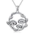 PEIMKO Mushroom Pendant 925 Sterling Silver Mushroom Necklace,Magic Mushroom Tree of life Necklace for Women Girls