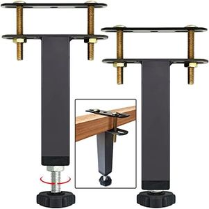 4 PCS Metal Adjustable Height Bed Frame Support Leg, Steel Bed Frame or Wooden Bed Center Slat Support Leg, Sofa Furniture Cabinet Feet Support Leg (7.8''-10.6'') (M352004)