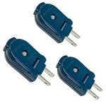 3 Pack American 2 Pins AC Electric Male Power Plug, 10A/ 250V Outlet Adaptor Wire Rewireable Extension Cord Connector for US Plug, Straight Blade, Non-Grounding