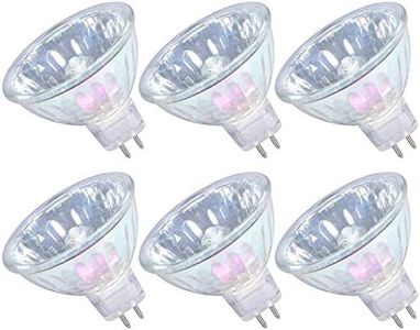 MR16 Halogen Bulbs 50W 12V GU5.3 Spotlight 2 Pin Base 36°Beam Angle Warm White Dimmable Bin-Pin Base Track Light Bulbs MR16 Bulbs with Clear Glass Cover 6 Pack