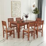 Ramdoot Furniture Solid Sheesham Wood Dining Table 6 Seater | Wooden Dinning Table Six Seater with Chairs | Home Dining Room Set with 6 Chairs for Hotel & Restaurants | Rosewood, Teak Finish