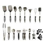 25 PCS - Stainless Steel Cooking Utensils Set - Kitchen Utensils - Comes with Spatula - Kitchen Gadgets Cookware Set (25 Cooking Set)