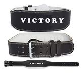 VICTORY Genuine Leather Weight Lifting Gym Belt Back Support Power Lifting Belt for Men and Women | Unisex | Adjustable Buckle | (XL (34" - 38") Inch)