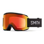 SMITH Squad Goggles with ChromaPop Lens – Performance Snowsports Goggles with Replaceable Lens for Skiing & Snowboarding – for Men & Women – Black + ChromaPop Everyday Red Mirror Lens