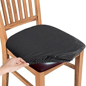 SHILV. HOME Housses De Siège De Chaise en Velours, Housse De Coussin De Siège Lavable Et Amovible, Housses De Chaise pour Salle à Manger, Cuisine, Bureau (Gris Foncé,Set of 6)