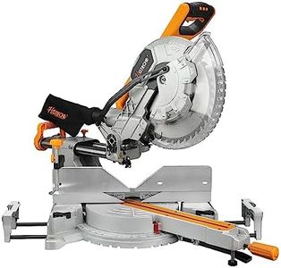 Hoteche 12-Inch Sliding Miter Saw Dual Bevel Compound Chop Saw with Laser Guide 9 Positive Stops Table Saw for Woodworking with TCT Saw Blade