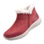 NSKER Women's Winter Ankle Fur Lined Boots Anti-Slip On Resistant Booties Shoes, Wine, 8