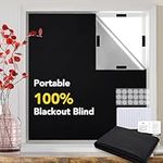 Deconovo 100% Blackout Blinds for Window, 400x145cm Temporary Blackout Blinds Stick on Windows with 18 Round Nano Tapes, Easy to Stick Blackout Blinds with Adhesive Tape Strips on Windows