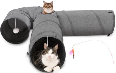 Ownpets Cat Tunnel 30CM in Diameter Larger Pet Tunnel Tube with Plush Ball & Feather Toy, U-Shaped Cat Play Tunnel for Big Cat, Puppy and Rabbits